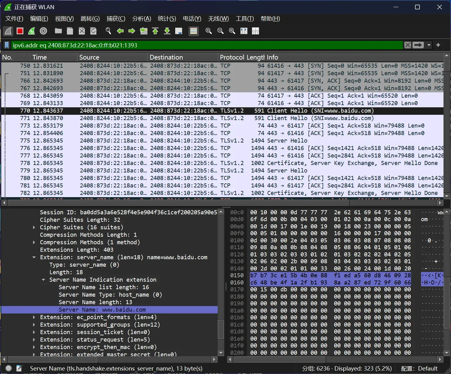 WireShark 抓包 Client Hello 报文